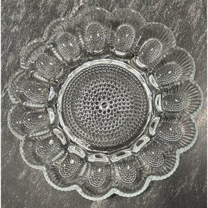 Vintage Indiana Glass Deviled Egg Dish Relish Tray Clear Hobnail Round 11"